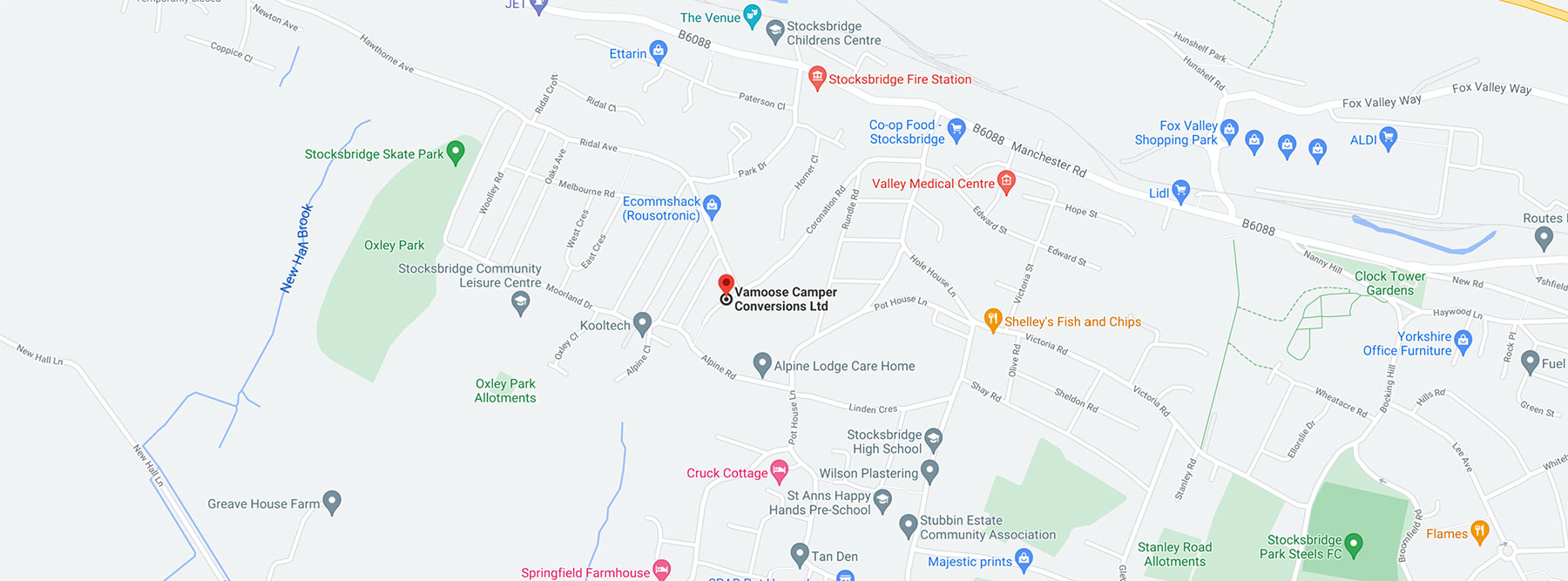 Map showing Vamoose in Stocksbridge